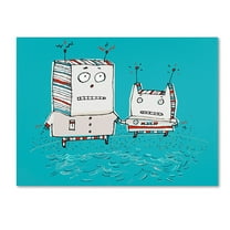 Trademark Fine Art "Robots on Beach" Canvas Art by Carla Martell
