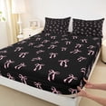 thumbnail image 4 of Erosebridal Ribbon Bow Bed Sheets For Girls Teens,Pink Girly Bowknot King Sheets 4-Piece, 4 of 6