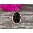 thumbnail image 3 of 2 Carat Oval Cut Black Diamond Moissanite Engagement Ring On 10k Rose Gold Halo Stackable Ring Art Deco Anniversary Gift Personalized for Brides, 3 of 6