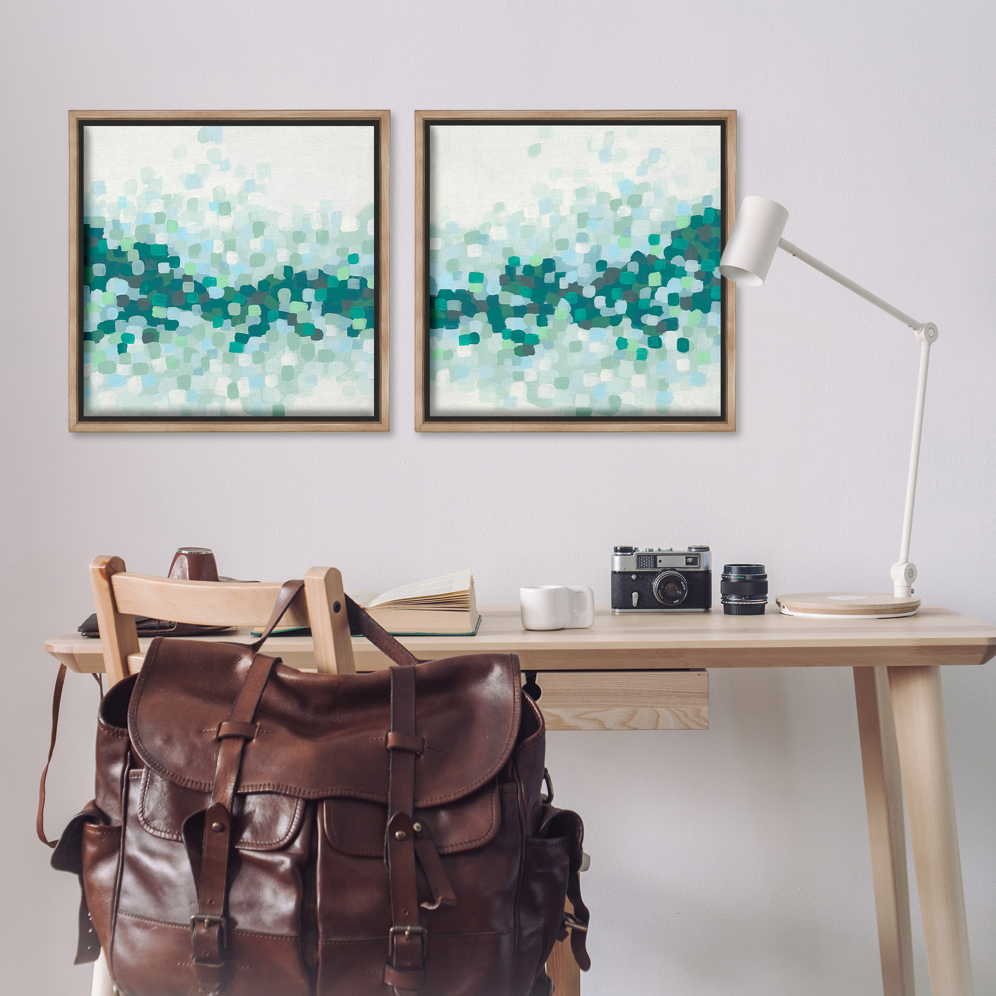 Stupell Industries Abstract Speckled Horizon Abstract Painting Brown Floater Framed Canvas Art Print Wall Art, 25 x 25, Set of 2