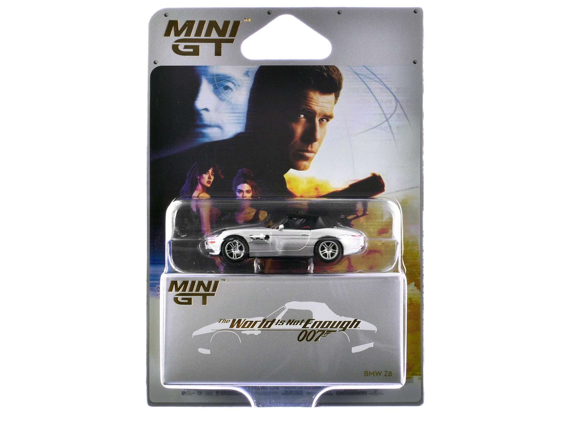 BMW Z8 Silver Metallic w/Black Soft Top 007 James Bond "The World Is Not Enough" (1999) Movie 1/64 Diecast Model Car by Mini GT