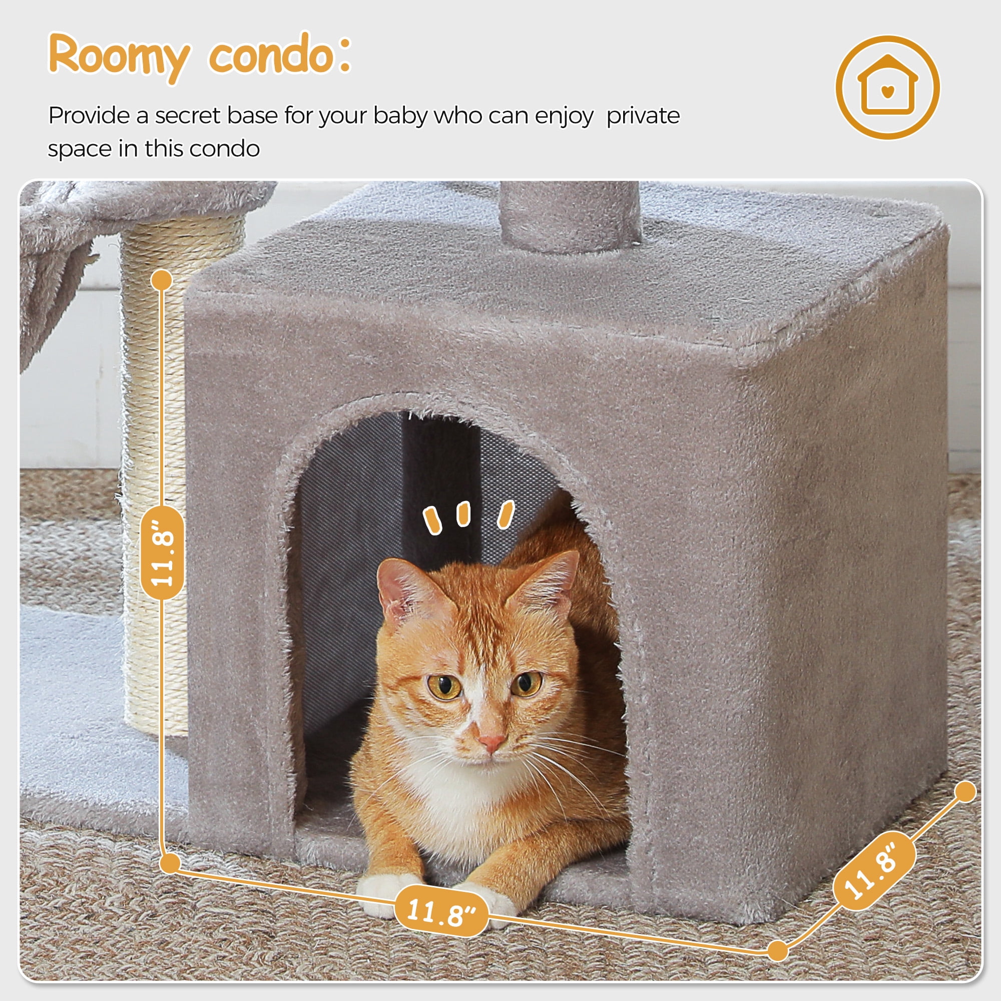 PAWZ Road 31" Medium Cat Tree Modern Scratcher with Hammock and Condo for Indoor Cats Gray