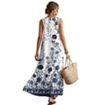 thumbnail image 2 of Xixirimido Blue Boho Flowers Print Women Maxi Dresses Casual Summer Dresses Tank Long Flowy Sleeveless Sundresses with Pockets Beach Vacation Outfits, 3X-Large, 2 of 7