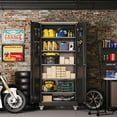 thumbnail image 4 of METALYEYE Metal Garage Storage Cabinet with Wheels & Pegboard, Lockable Metal Storage Cabinets with 2 Doors&5 Adjustable Shelves for Garage&Home,Assembly Required,Black 71''H x32''W x16''D, 4 of 18