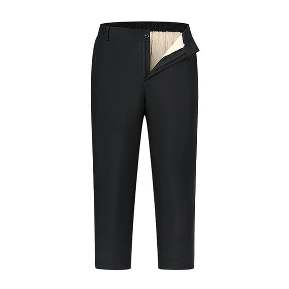 Men's Casual Pants Men's Winter Outdoor Heat Storage Warm Young And Middle With And Lamb Casual Pants Black M