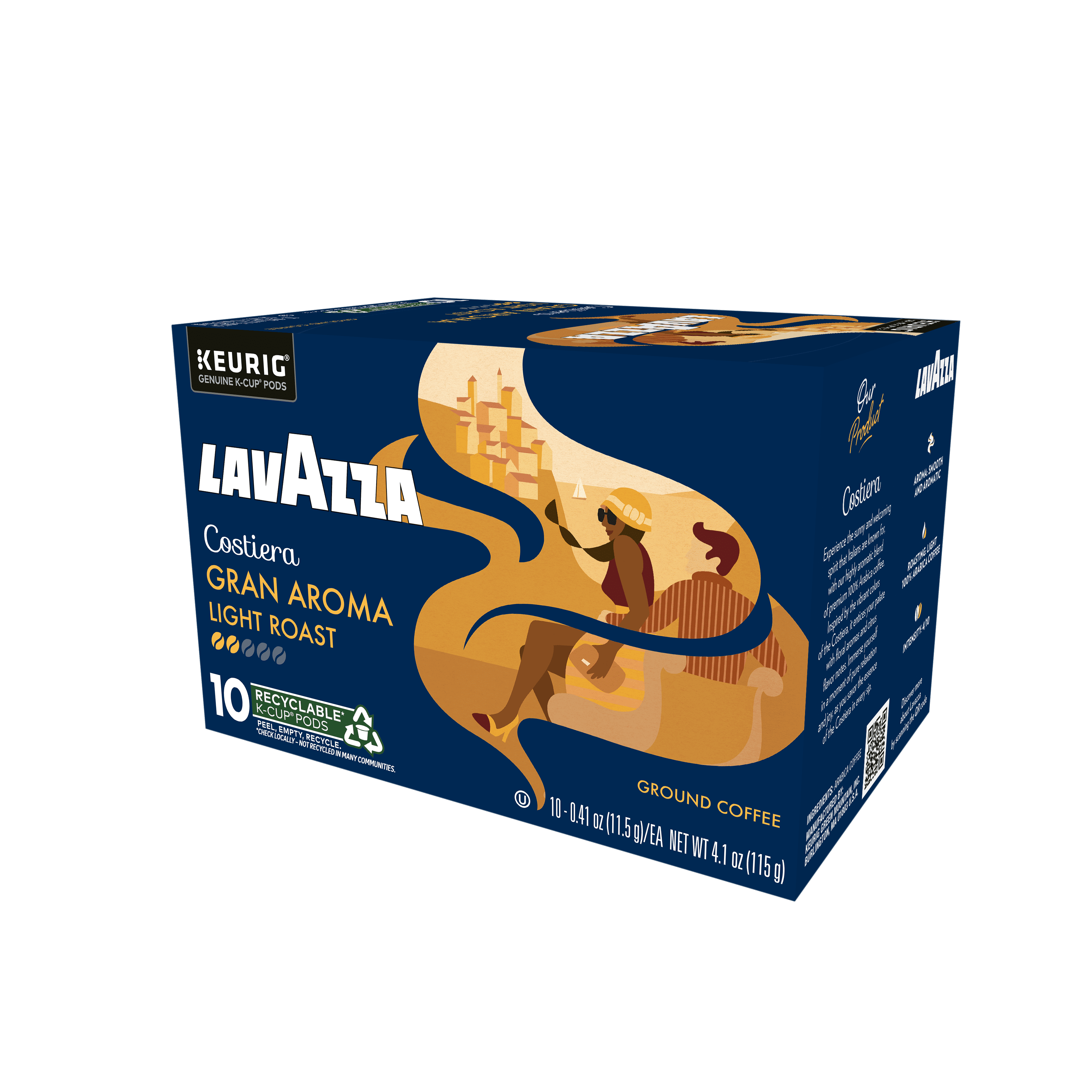 Lavazza Costiera Gran Aroma Keurig K-Cup® Pods, Light Roast, 100% Arabica (60 Pods)