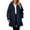 Navy, variant on Women's Fashionable Fall Winter Coat Solid Color Long Sleeved With Pocket Loose Fleece Hooded Zipper Up Plush Jacket