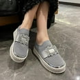 thumbnail image 5 of Miluxas Women's Rhinestone Slip On Sneakers Casual Comfort Platform Walking Shoes Cute Glitter Bling Loafers Gray 7.5(40), 5 of 9
