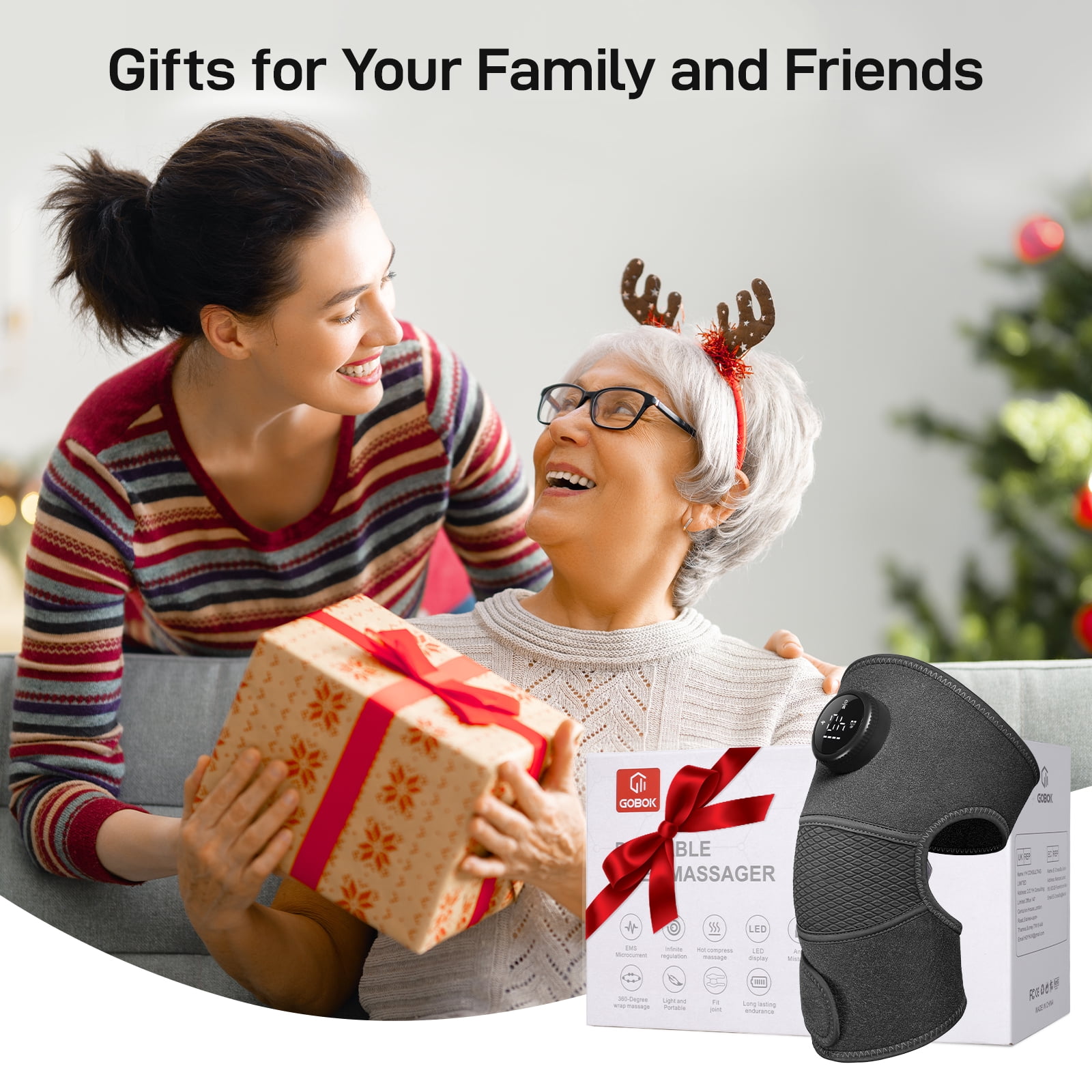 8 Modes & 20 Intensities Cordless Heated Knee Massager,Heating Pad for Shoulder, Elbow,Pain Relief,Arthritis,Perfect Holiday Gift for Men & Women
