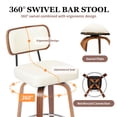thumbnail image 4 of CRERIYO 360° Swivel Counter Height Bar Stools Set of 2, PU Leather Upholstered Bar Chairs with Bentwood Legs and Backrest for Kitchen Island, White, 4 of 8