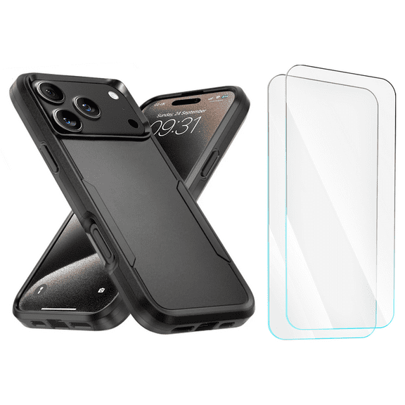 3-in-1 Entronix Bundle for iPhone 17 Pro Max. Heavy Duty Phone Case, 1 Screen Protector, Black