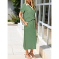 thumbnail image 5 of Jaimenalin Women'S Skirt Sets 2 Piece Outfits Summer Casual Striped Short Sleeve Skirt and Top Set Green S, 5 of 9