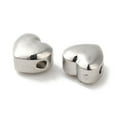 thumbnail image 2 of 304 Stainless Steel Beads Horizontal Hole Heart Stainless Steel color 5.5x6.5x4mm Hole: 1.5mm, 2 of 3