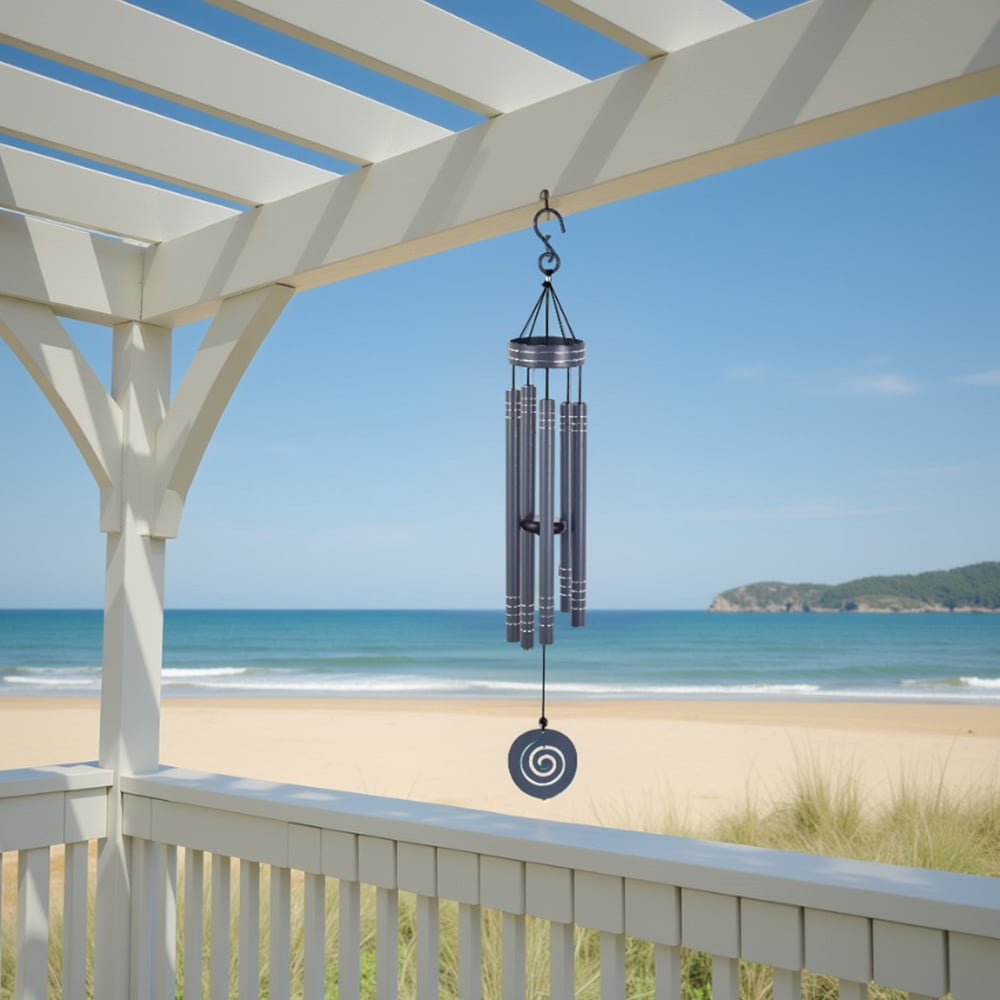 Sunset Vista Design 41" Heavy Tone Wind Chimes, Modern Wind Chimes with Aluminum Tubes and S Hook,Outdoor/Indoor Wind Chimes for Home Garden Hanging Decor,Window Wind Bells, Gray