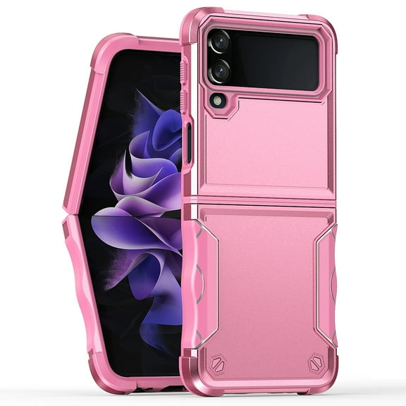 Galaxy Z Flip 4 5G Case, TECH CIRCLE Rugged Military Grade Heavy Duty Armor Shockproof Anti-Drop Phone Case Holder Kickstand for Samsung Galaxy Z Flip 4 5G 2022,Pink