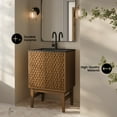 thumbnail image 3 of Bosse 24" Freestanding Bathroom Vanity in Brown Oak with Black Sink Top, 3 of 11
