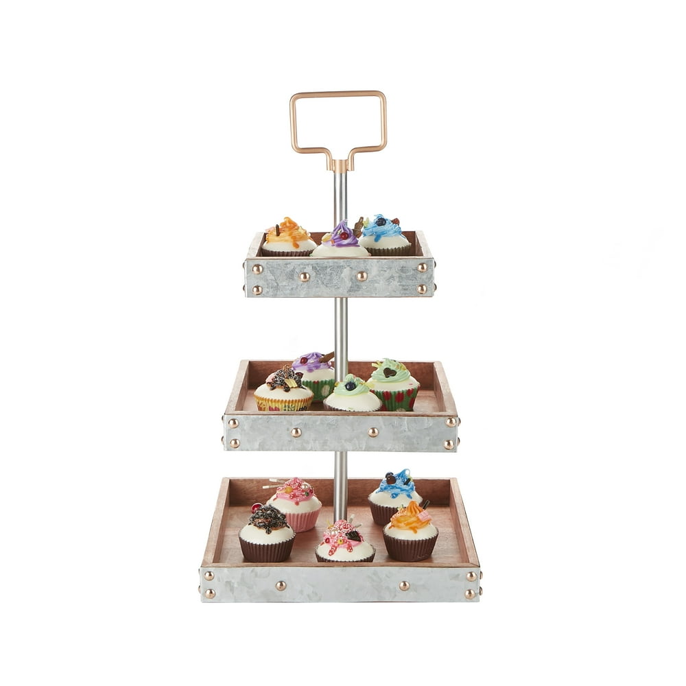 Mind Reader 3 Tier Square Stand, Party Pastry Display, Tree Tower