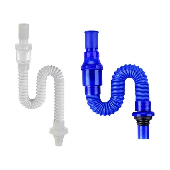 Under Sink Wash Basin Pipe Tube for Kitchen Deodorization Retractable Flexible Plastic Drain Tube Kitchen Bathroom Draining Tub Plumbing Blue