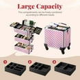 thumbnail image 2 of mefeir 4-in-1 Rolling Makeup Train Case Lift Handle,4 Removable Wheels Lockable Keys,Aluminum Cosmetic Trolley Beauty Stylist Artist Organizer Box,Ideal Xmas New Year Gift (Diamond Pink), 2 of 9