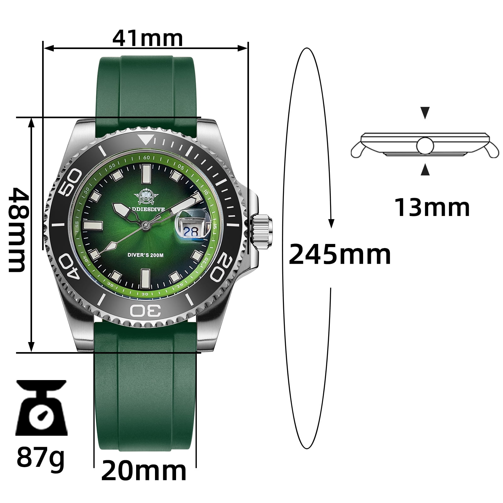 ADDIESDIVE Professional Dive Watch - Japanese Quartz Movement, 200M Waterproof Quartz Watch with Ceramic Rotating Bezel & Super Luminous