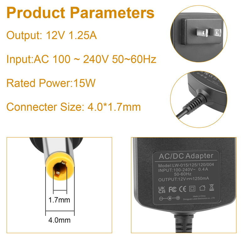 AC Power Adapter Charger 15W For  Echo Dot 3rd 4th Gen, Show 5, Alexa  Spot