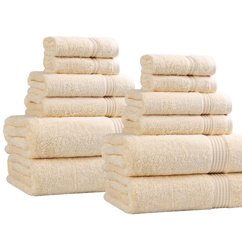 Superior Egyptian Cotton Absorbent 12-Piece Canary Towel Set