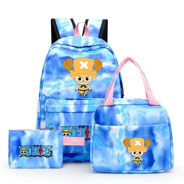 3Pcs/set Anime One Piece School Backpack For Children Girl Backpack Back To School Bookbag Student Kawaii Lunch Bags Pencil Box