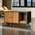thumbnail image 2 of Demi Bonn 35" Hidden Cat Litter Box Enclosure with Divider and Double Doors, Cat House Washroom Furniture, Brown, 2 of 7