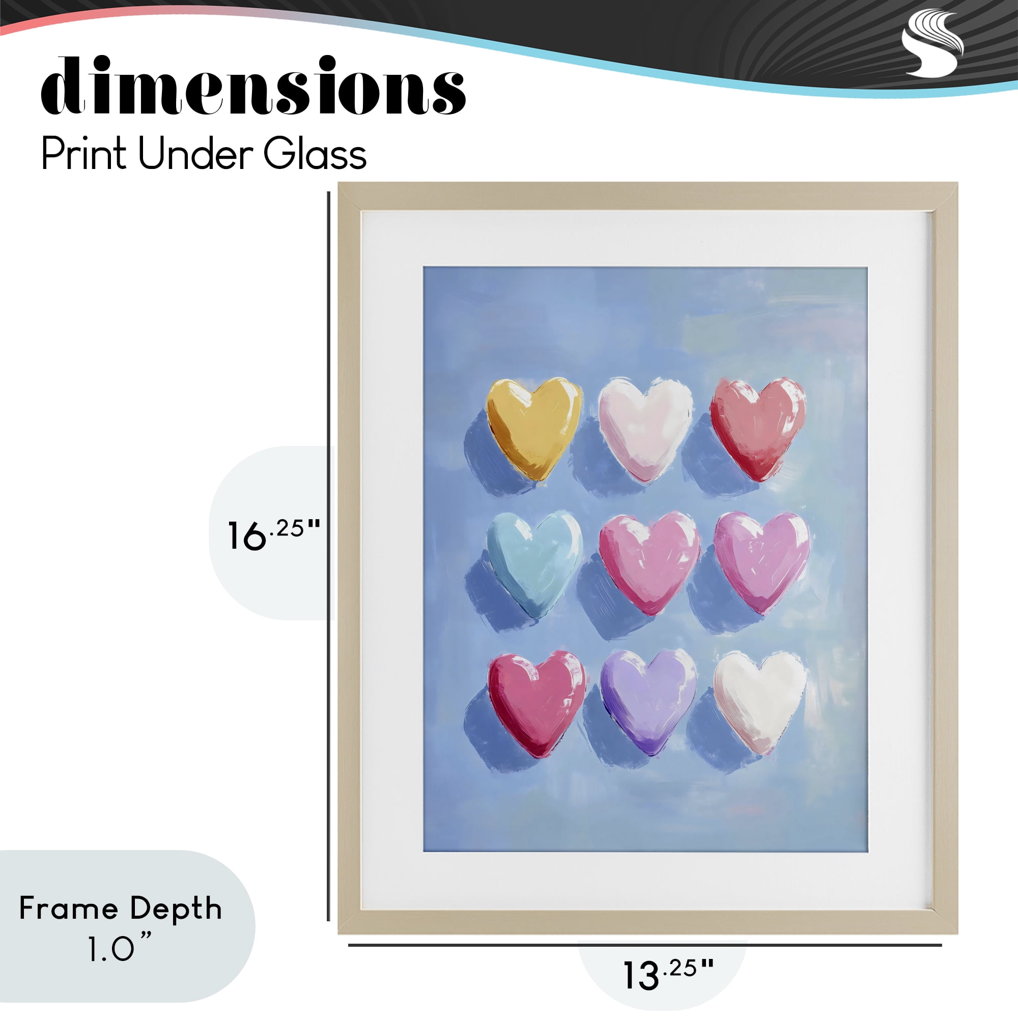 Stupell Industries Pastel Heart Grid Birch Framed Print Under Glass, design by The Prints Vibe