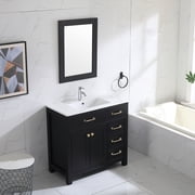 Wonline 36inch Bathroom Vanity Cabinet Modern Design Drawer and Mirror Black