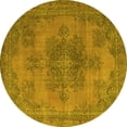 thumbnail image 1 of Ahgly Company Machine Washable Indoor Round Abstract Yellow Modern Area Rugs, 3' Round, 1 of 4