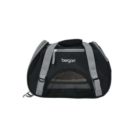 Coastal Pet Bergan Comfort Carrier - Cat and Dog Carrier - Black and Grey, 16" x 8" x 11"