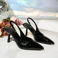 thumbnail image 4 of Xfvqtps Womens Slingback Block Heel Pumps Patent Leather Pointed Toe Heels Elastic Side Dress Shoes Comfortable Low Heels for Office Wedding and Casual Wear, 4 of 8