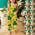 thumbnail image 2 of DGMIOCS Girls St. Patrick's Day Sleeveless Jumpsuit with Pockets Boho Floral Printed Cute Outfits Yellow 9-10Y, 2 of 6