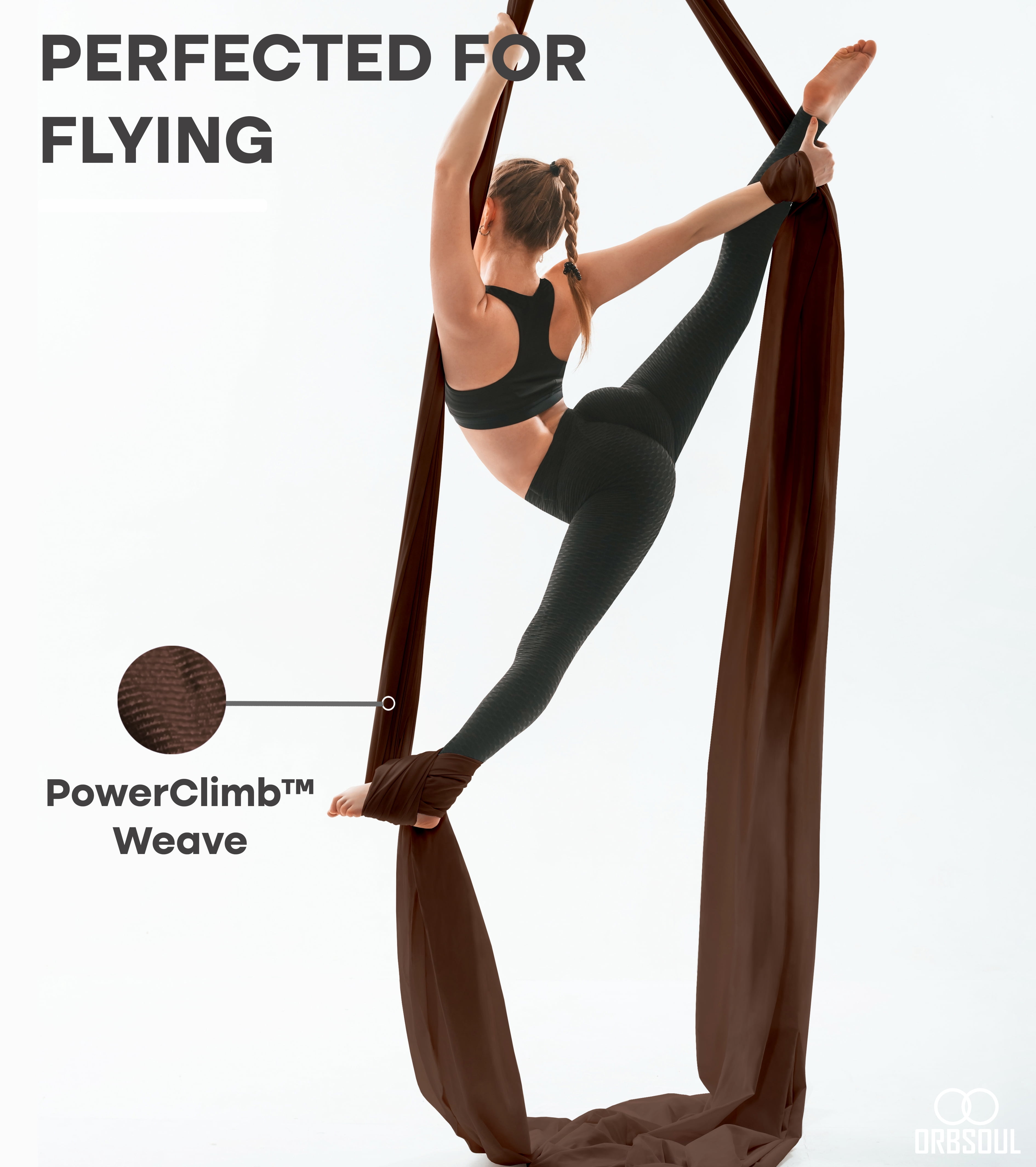 Orbsoul Aerial Silks + Yoga Hammock (Professional Grade) Includes Premium 100% Aerial Nylon Tricot Fabric Silks, Full Rigging Hardware and Easy Set-up Guide