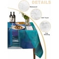thumbnail image 5 of Abstract Blue Suqare Tablecloth - 54 x 54 Inch, Painting Buildings Geometric Color Block Waterproof & StainResistant Tablecloth, Washable Oil-proof Table Cover for Dining/Party/Wedding/Camping/Buffet, 5 of 9