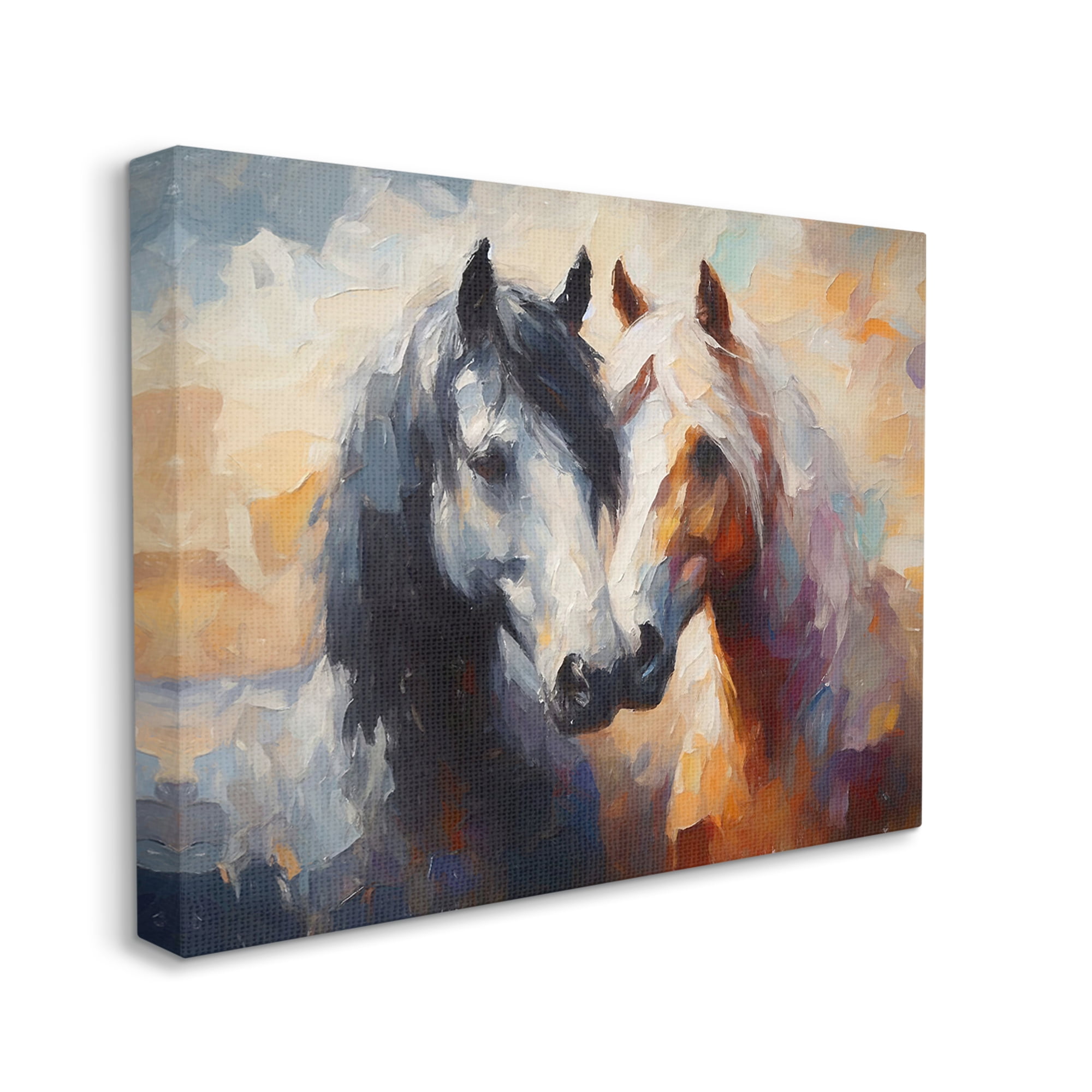 Stupell Industries Hugging Horses Painting Animals & Insects Painting Gallery Wrapped Canvas Art Print Wall Art, 20 x 16