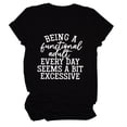 thumbnail image 4 of Camiseta informal holgada de manga corta para mujer, elástica y cómoda, negra/blanca, camiseta de verano XXXL con estampado de letras, 4 of 4