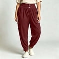 thumbnail image 3 of PWPSG Women's Harem Pants High Waist Button Cuffed Tapered Plus Size Casual Lounge Trousers with Pockets, 3 of 10
