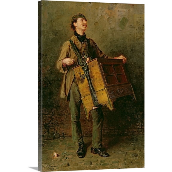 Great BIG Canvas | "The Hurdy-Gurdy Man, 1869" Canvas Wall Art - 20x30