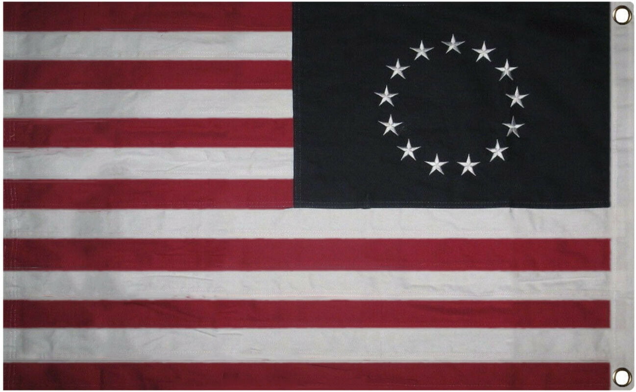 Betsy Ross 100% Cotton 2X3 Flag Embroidered Parotic Sewn Stars & Stripes USA