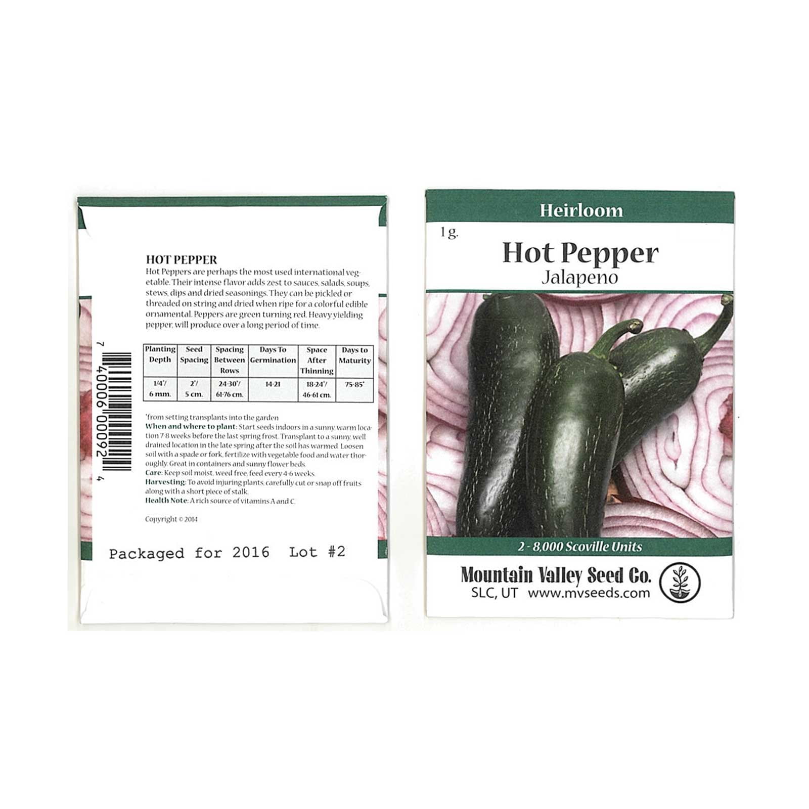 Early Jalapeno Hot Pepper Garden Seeds 1 Gram Packet NonGMO