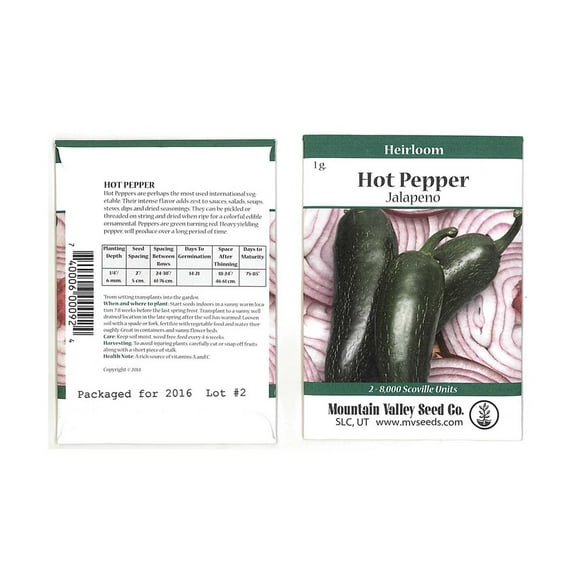 Early Jalapeno Hot Pepper Garden Seeds - 1 Gram Packet - Non-GMO, Heirloom Vegetable Gardening Seed