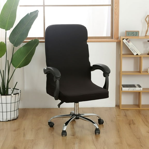 Solid Color Office Chair Cover,Removable Desk Chair Cover with Zipper,Comfortable and Breathable Computer Chairs Slipcover,Suitable for Various Settings(Size: M)