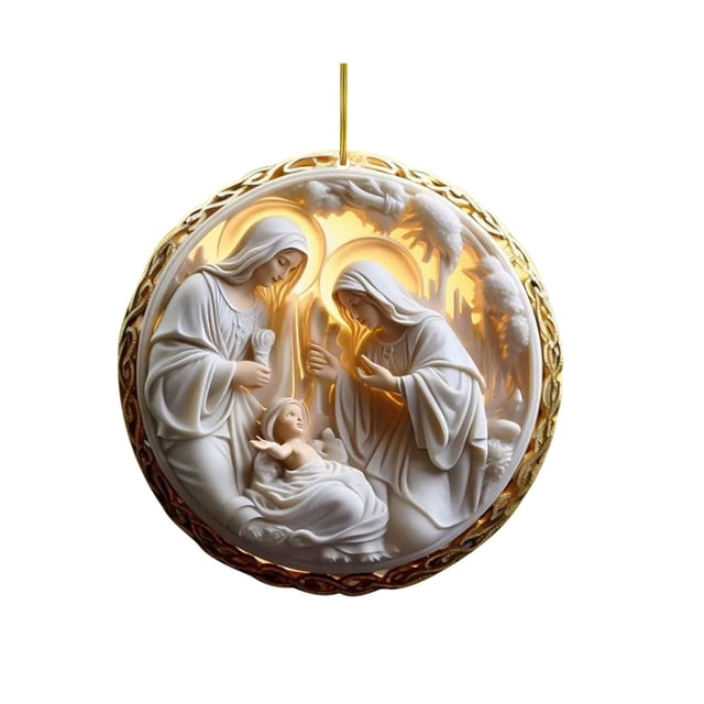 Sktrjpolfis Easter Nativity Scene Acrylic Pendant Flat Hanging Ornament for Home Car Mirror Wall