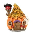 thumbnail image 6 of Colorful Light Up Halloween Village, 6.5"H Spooky Miniature Haunted House Decor, Resin Ghost Pumpkin Figurine Outdoor Fall Fairy Garden Statue, Indoor Tabletop Desk Mantel Decoration for Home, 6 of 7