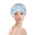 thumbnail image 2 of Cartoon Cool Shark Shower Cap, Reusable Bath Hair Hat for all Hair Lengths Hair Cover with Elastic Band Double Waterproof Layers Bathing Hat, 2 of 5