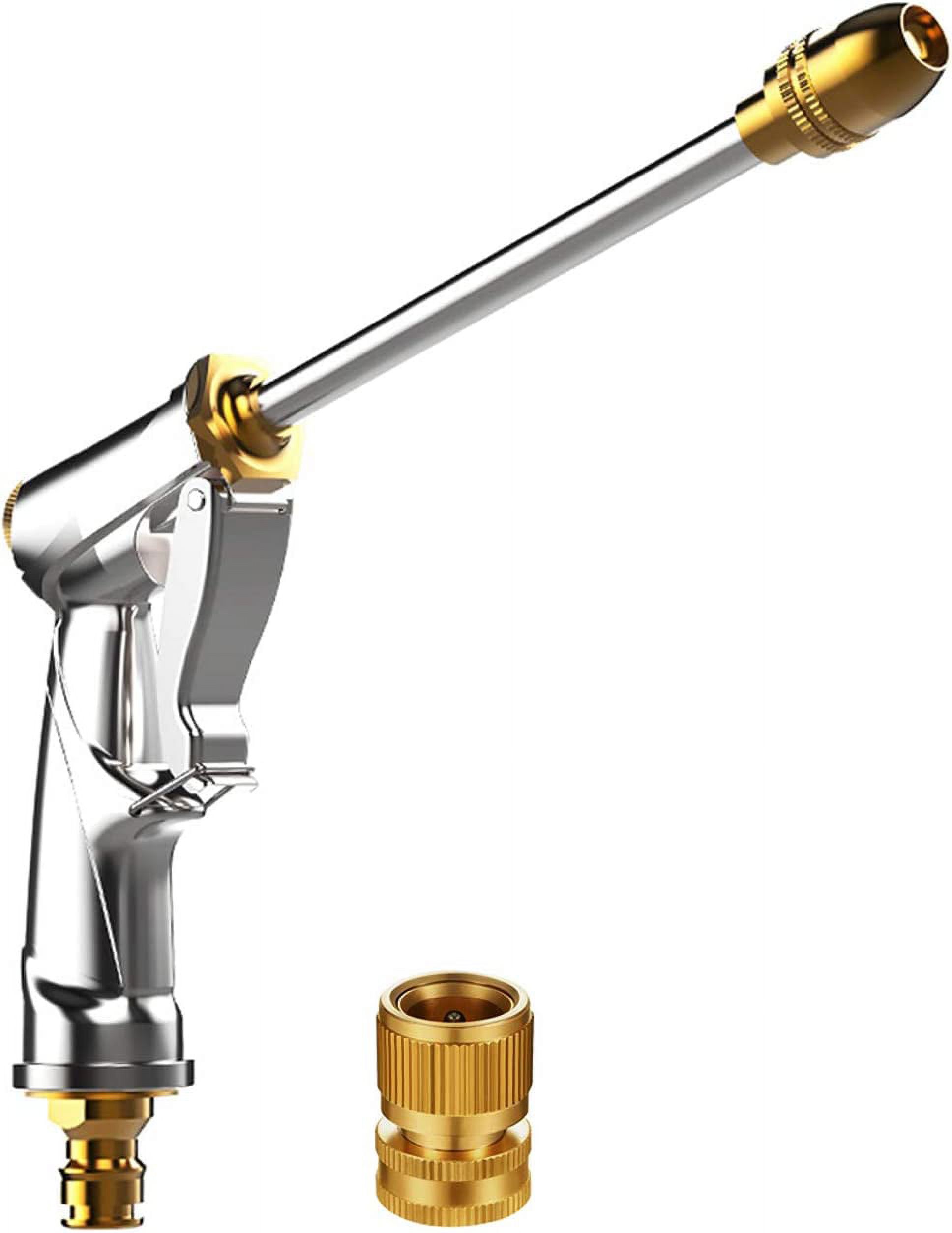 RGHJAR-Garden Hose Nozzle Heavy Duty Brass Metal Sprayer Nozzle High Pressure Spray Gun 360° Rotaing Water Adjustmen for Car Washing, Outdoor Gardening, Pets Shower, Patio Cleaning