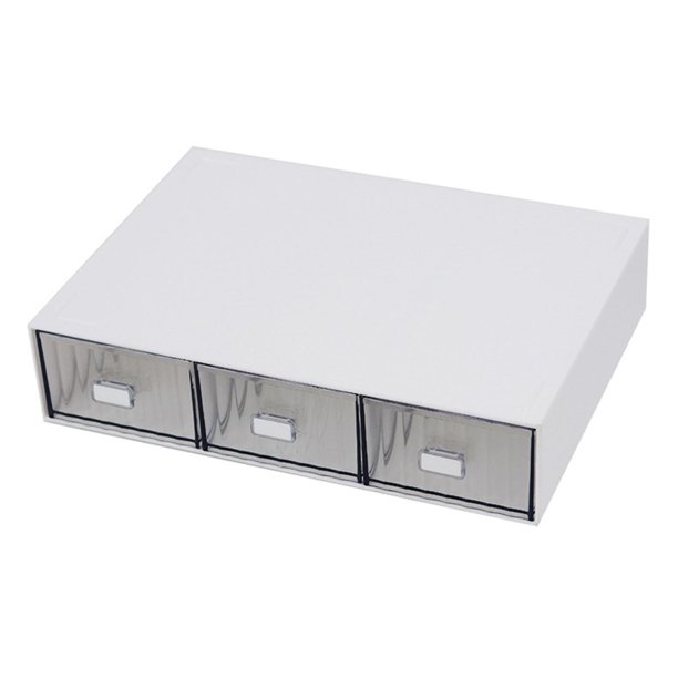 Caja de almacenamiento de cajones de escritorio, combinación gratuita, divisor multicapa apilable para el estuche para el hogar, dormitorio, organizador de papelería cosmética, blanco 3,11 Feliz Sencillez