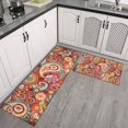 thumbnail image 2 of Red Pioneer Flower and Paisley Pattern Kitchen Rugs Sets Of 2,Anti Fatigue Kitchen Mat Rugs Non Slip Washable,Decorative Kitchen Floor Mats for Kitchen,Sink,Laundry,17"x30"+17"x47", 2 of 7